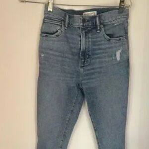 Abercrombie distressed super skinny ankle high rise jeans size 4S 93% cotton